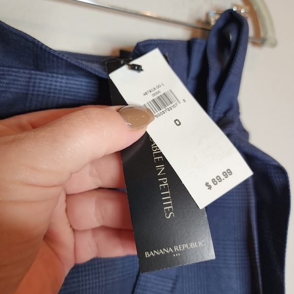 NWT Banana Republic Blue Plaid Pencil Midi Suit Skirt Removable Belt Pocket Sz 0 - Picture 4 of 15